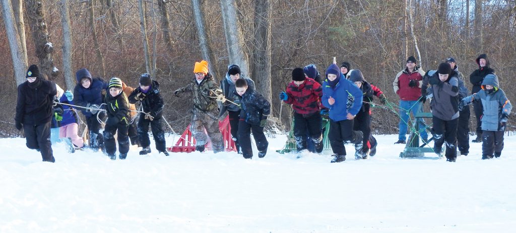 The Great Sled Race gets underway.